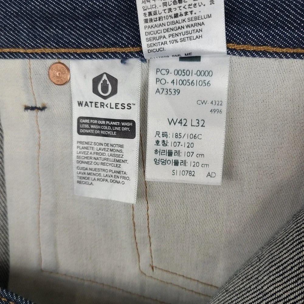 Levi's 501‎ Jeans Mens 42x32 Blue Original Fit Waterless Button Fly Denim